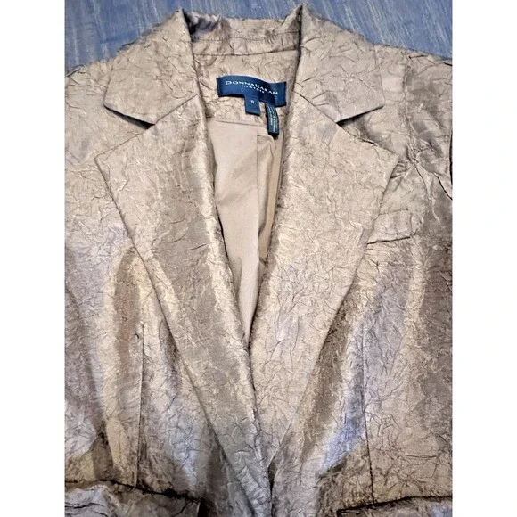 Donna Karan New York Women's Textured Metallic One-Button Blazer Bronze Brown 0 - Picture 6 of 13